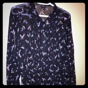 Torrid Bird Patterned Sheer Blouse
